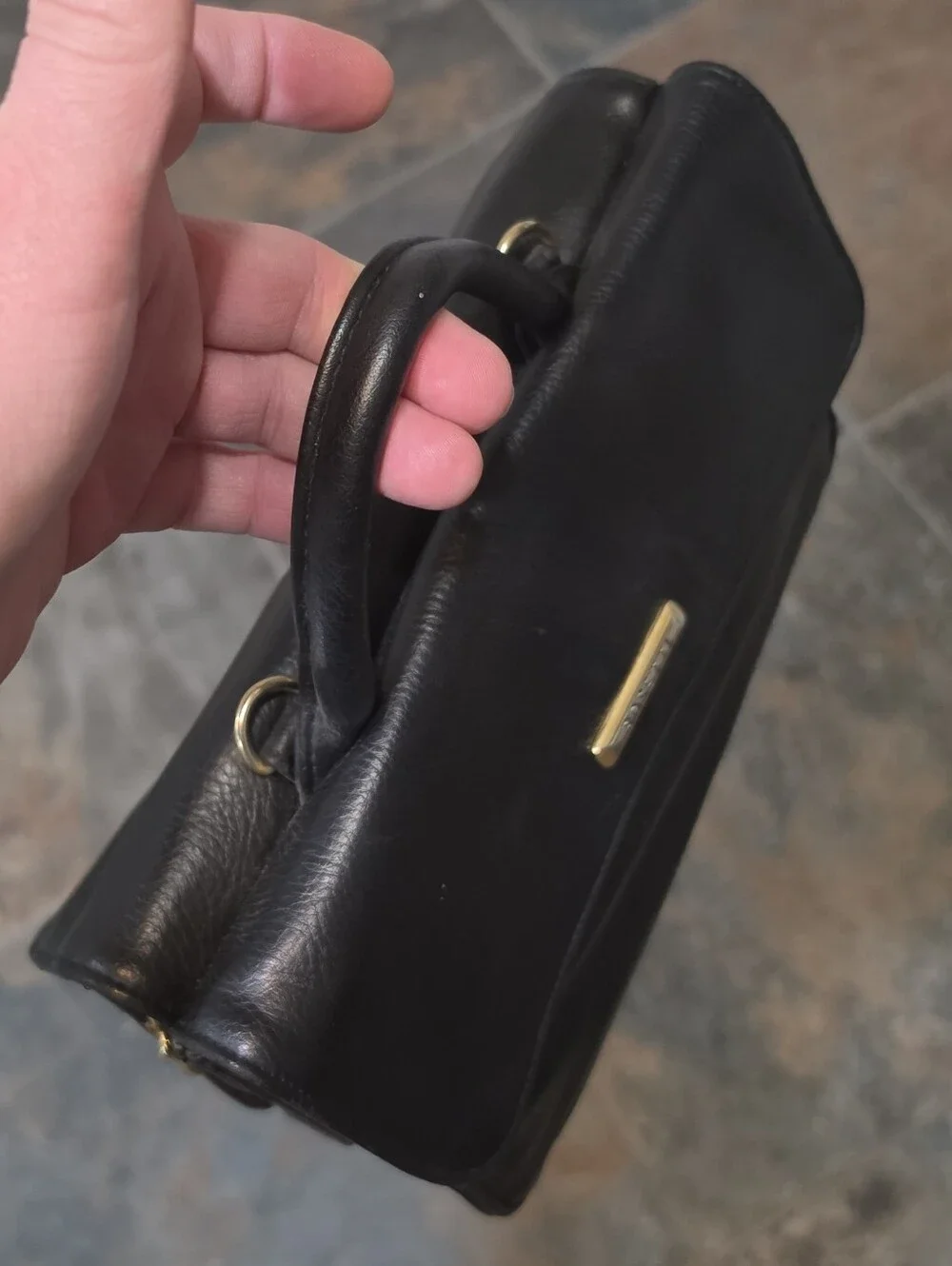 Vintage Rosetti Black Faux Leather Satchel/Crossbody Bag - MSRP $80
